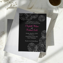 Faire-part de mariage de fleurs de printemps noir