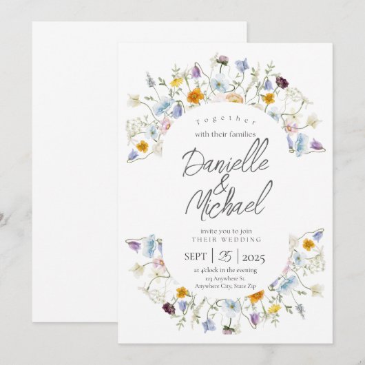 Faire-part de mariage de fleurs délicates (Devant / Derrière)