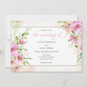 Faire-part de mariage de fleurs dessinées à la mai