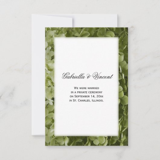 Faire-part de mariage de fleurs d'Hydrangea vertes (Devant)