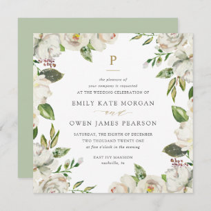 Faire-part de mariage de fleurs dorées