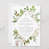 Faire-part de mariage de fleurs dorées (Devant)