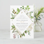 Faire-part de mariage de fleurs dorées (Debout devant)