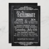 Faire-part de mariage de fleurs encadrées en damie (Devant / Derrière)