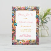 Faire-part de mariage de fleurs enchantées (Debout devant)