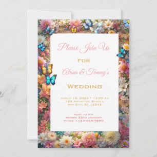Faire-part de mariage de fleurs enchantées