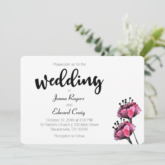 Faire-part de mariage de fleurs et de baies (Debout devant)