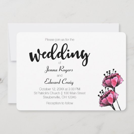 Faire-part de mariage de fleurs et de baies (Devant)