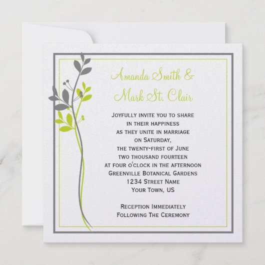 Faire-part de mariage de fleurs florales grises de (Devant)