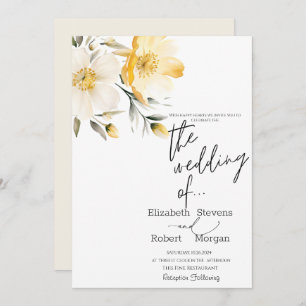 Faire-part de mariage de Fleurs Jaunes Chic