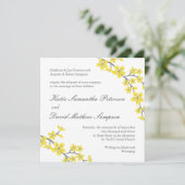 Faire-part de mariage de fleurs jaunes et grises (Debout devant)