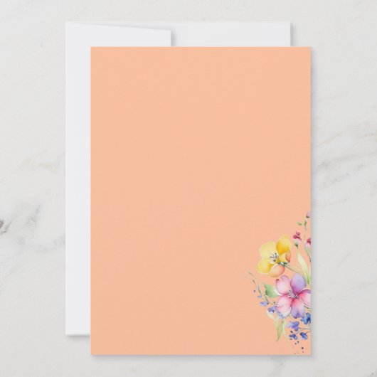 Faire-part de mariage de fleurs jaunes rose-rose (Dos)