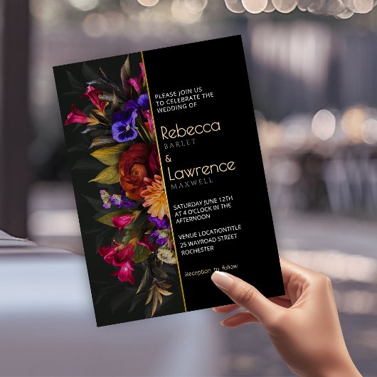 Faire-part de mariage de fleurs moody chic