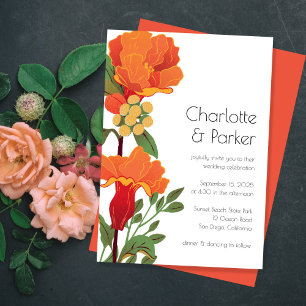 Faire-part de mariage de fleurs orange