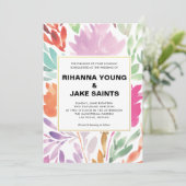 Faire-part de mariage de fleurs peintes à la main (Debout devant)