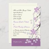 Faire-part de mariage de fleurs pourpres de la bra (Devant / Derrière)