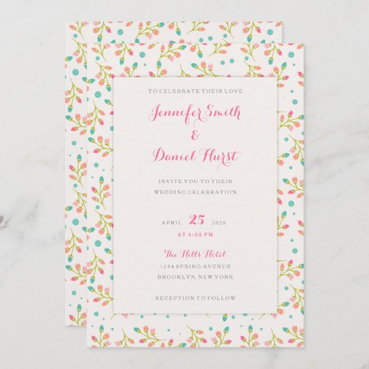 Faire-part de mariage de fleurs printanières (Devant / Derrière)