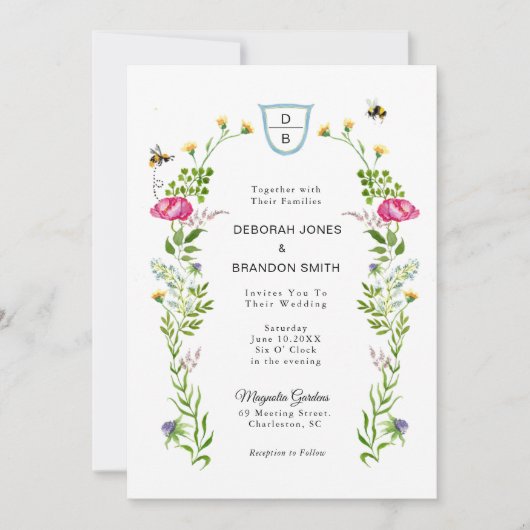 Faire-part de mariage de fleurs printanières (Devant)