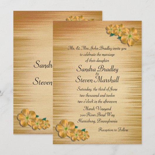 Faire-part de mariage de fleurs rustiques (Devant / Derrière)