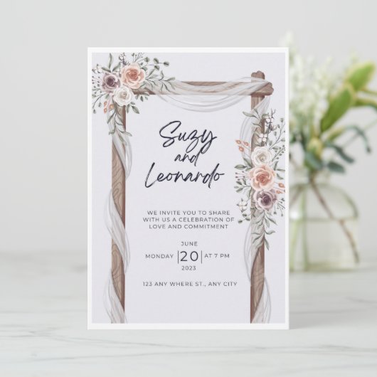 Faire-part de mariage de fleurs rustiques (Debout devant)