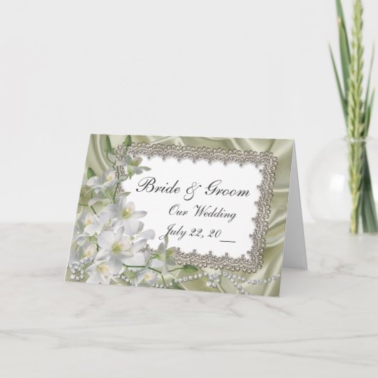 Faire-part de mariage de fleurs satinées et blanch (Devant)