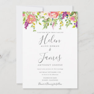 Faire-part de mariage de fleurs violettes de la Pê