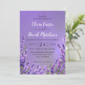 Faire-part de mariage de fleurs violettes de lavan (Debout devant)