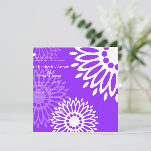 Faire-part de mariage de fleurs violettes en été (Debout devant)