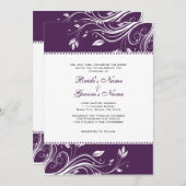 Faire-part de mariage de fleurs violettes et blanc (Devant / Derrière)