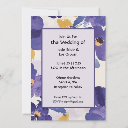 Faire-part de mariage de fleurs violettes gras (Devant)
