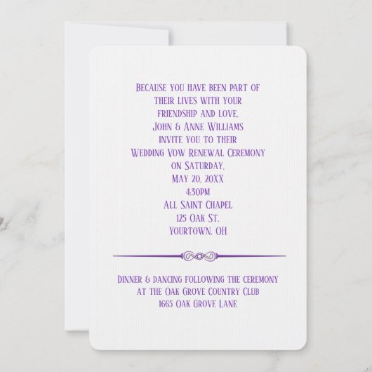 Faire-part de mariage de fleurs violettes pures (Dos)