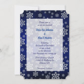Faire-part de mariage de flocon de neige bleu bril (Devant)