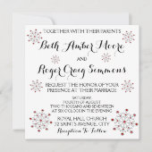 Faire-part de mariage de flocon de neige rouge et  (Devant)