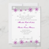 Faire-part de mariage de flocon gris argenté viole (Devant)