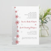 Faire-part de mariage de flocon gris rouge et arge (Debout devant)