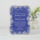 Faire-part de mariage de flocons de neige bleu et (Debout devant)