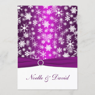 Faire-part de mariage de flocons de neige violet e