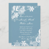 Faire-part de mariage de flocons d'hiver bleu et b (Devant / Derrière)