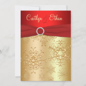 Faire-part de mariage de flocons rouges et dorés (Devant)
