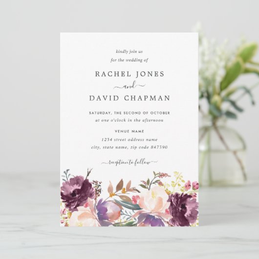 Faire-part de mariage de floraison aquarelle (Debout devant)