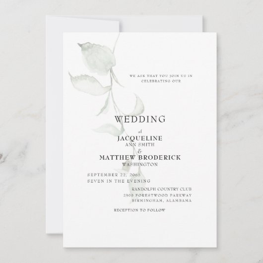 Faire-part de mariage de Foliage moderne (Devant)
