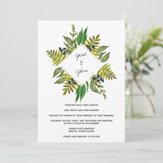 Faire-part de mariage de Foliage moderne (Debout devant)