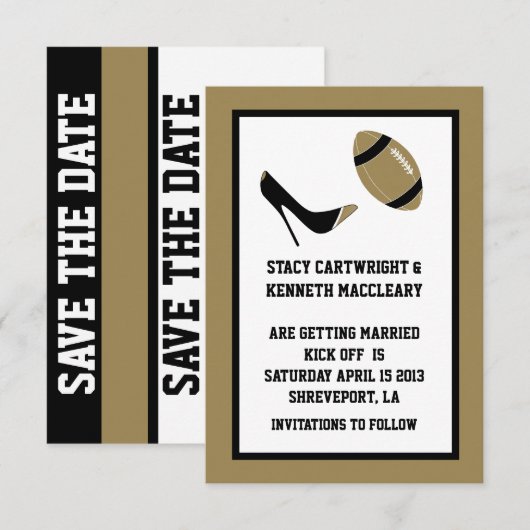 Faire-part de mariage de football bronzé "Save The (Devant / Derrière)