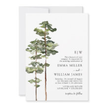 Faire-part de mariage de forêt aquarelle