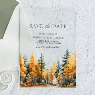 Faire-part de mariage de forêt automnale rustique