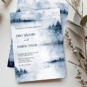 Faire-part de mariage de forêt de brouillard d'aqu