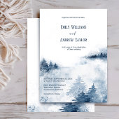 Faire-part de mariage de forêt de brouillard d'aqu