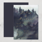 Faire-part de mariage de forêt éthérique Moody fon (Devant / Derrière)