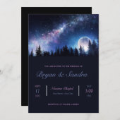 Faire-part de mariage de forêt nocturne (Devant / Derrière)