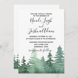 faire-part de mariage de forêt rustique aquarelle